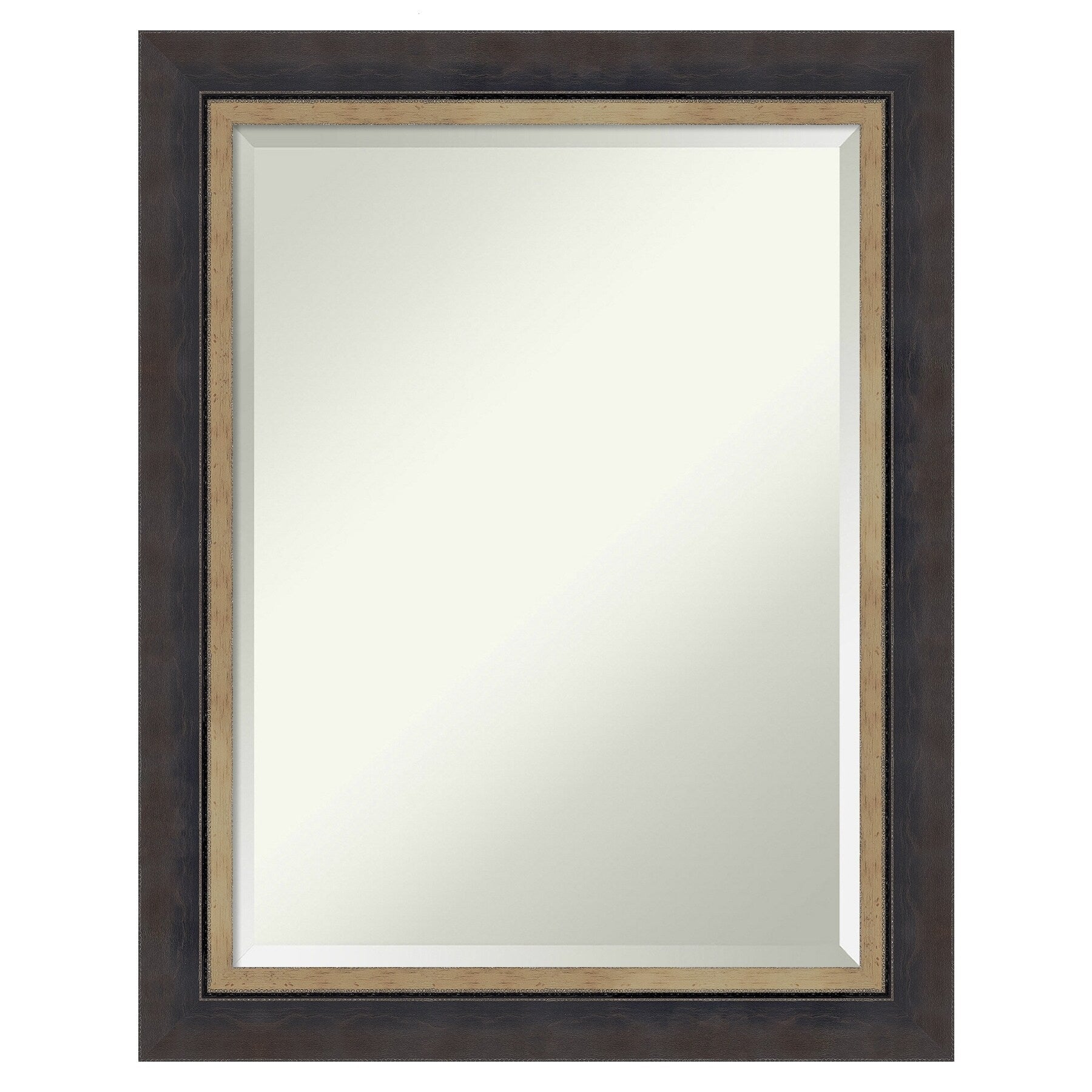 Amanti Art Hammered Charcoal Tan Frame 22.75-Inches W x 28.75-Inches H Rectangle Hammered Charcoal Tan Framed Wall Mirror
