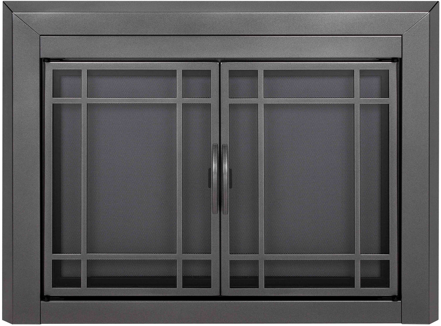 Pleasant Hearth Easton Gunmetal 30-in to 37-in W x 25-1/2-in to 32-1/2-in H (Medium) Cabinet-style Fireplace Doors with Tempered Smoke Glass