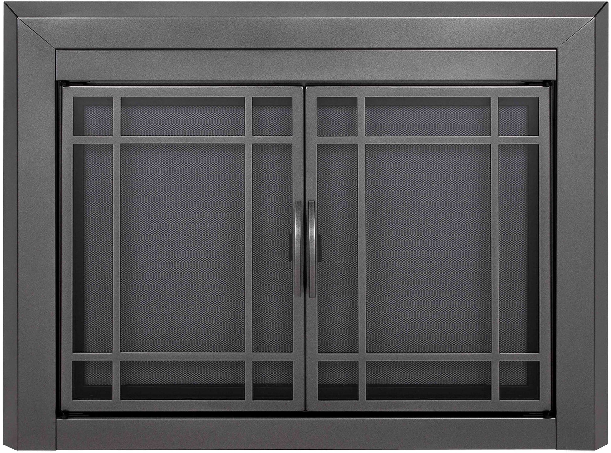 Pleasant Hearth Easton Gunmetal 30-in to 37-in W x 25-1/2-in to 32-1/2-in H (Medium) Cabinet-style Fireplace Doors with Tempered Smoke Glass