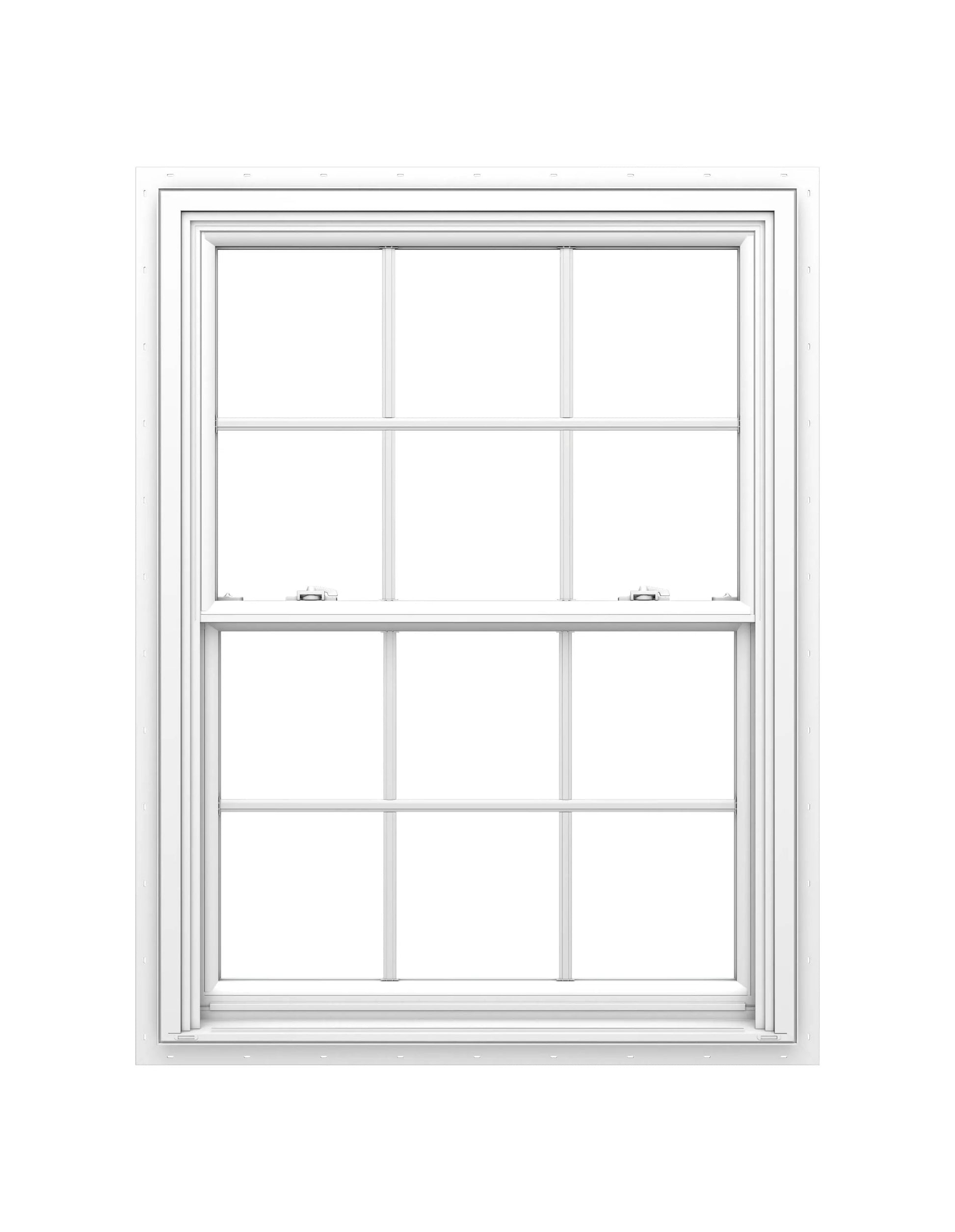 Pella 150 Series 35-1/2-in x 45-1/2-in White White Vinyl New construction Double Hung Window Low-E argon Double Pane Glass with Grids (Full Screen Included)