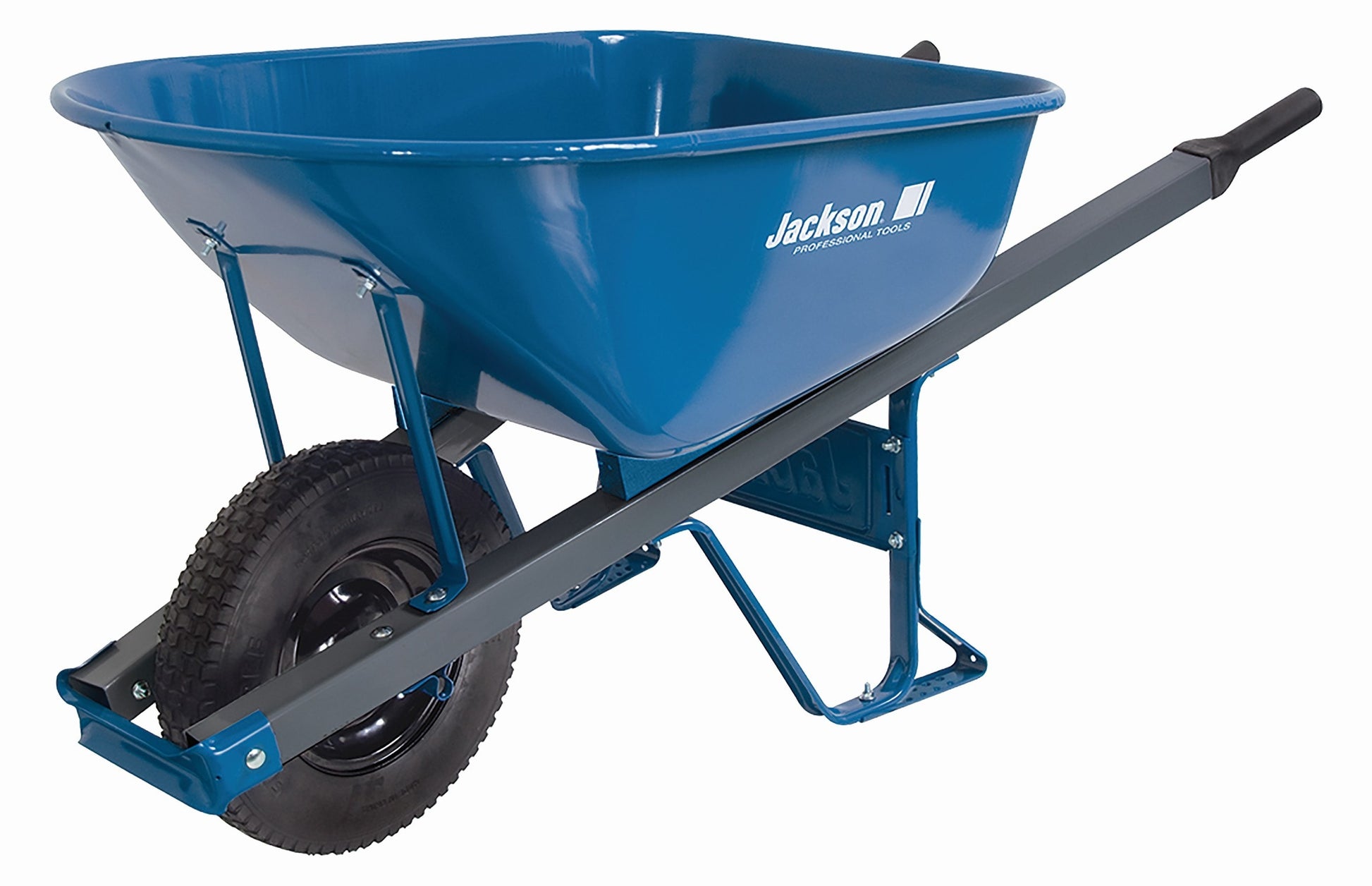 Jackson 6-cu ft 1 Wheel Steel Push Wheelbarrow Flat-Free Tire M6SFFKB