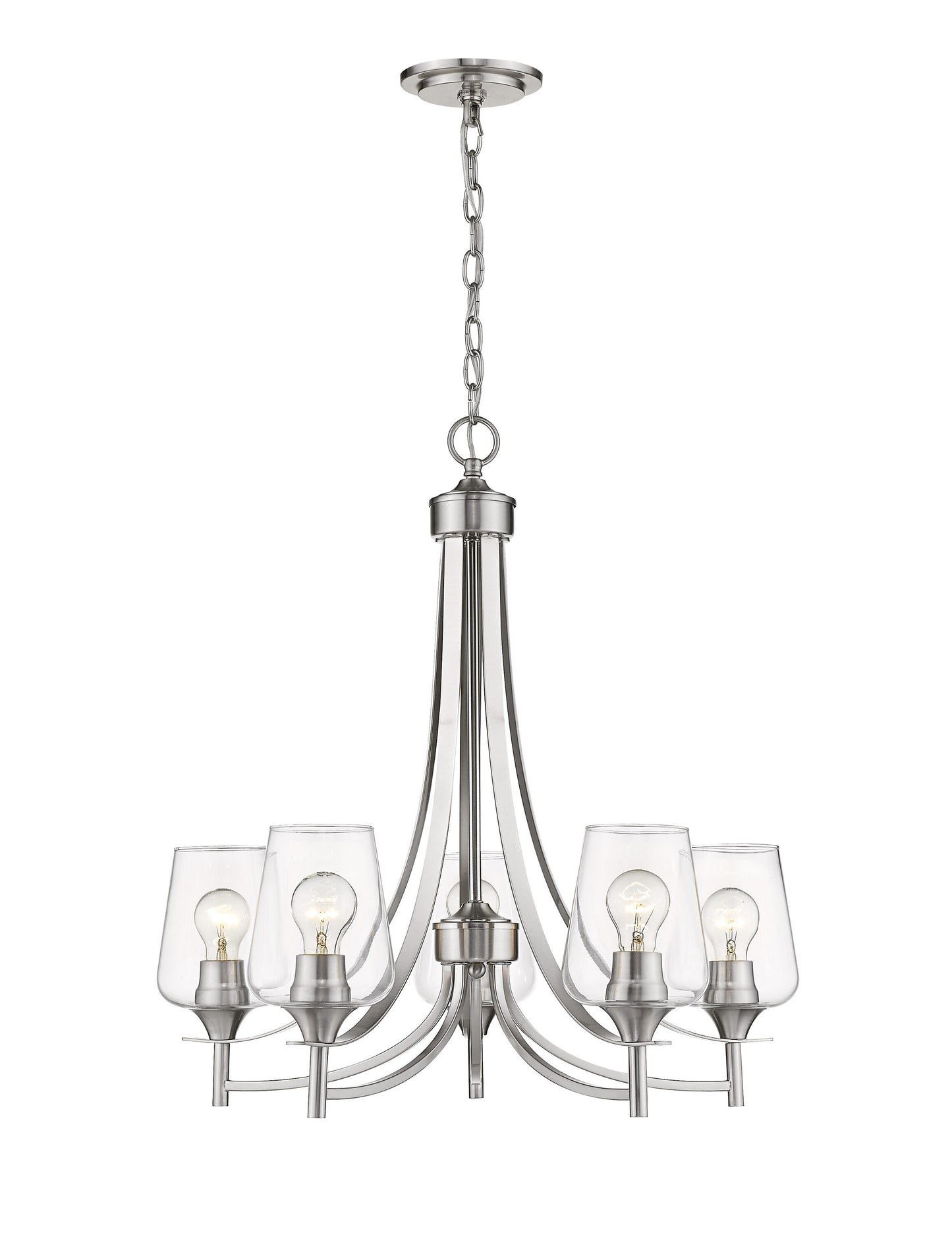 Z-Lite Joliet 5 -Light Brushed Nickel Modern/contemporary For Use in Bedrooms, Dining Rooms, Foyers, Kitchens, Living Rooms Chandelier