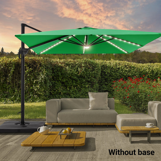 ACEGOSES 10-Feet Aluminum Green No-tilt Cantilever Patio Umbrella with Lights and