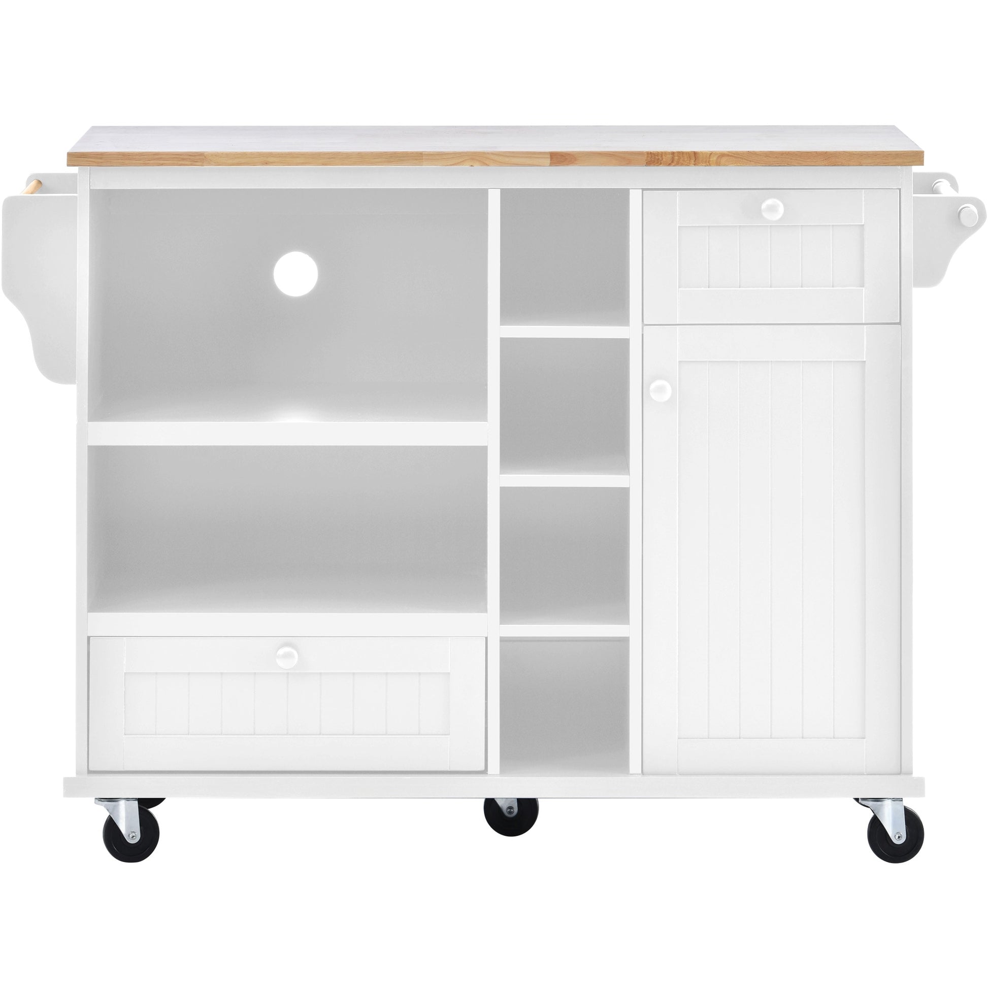 Miki Shinly White MDF Base with MDF Rolling Kitchen Island ( 18.1-in x 50.8-in x 36.2-in )