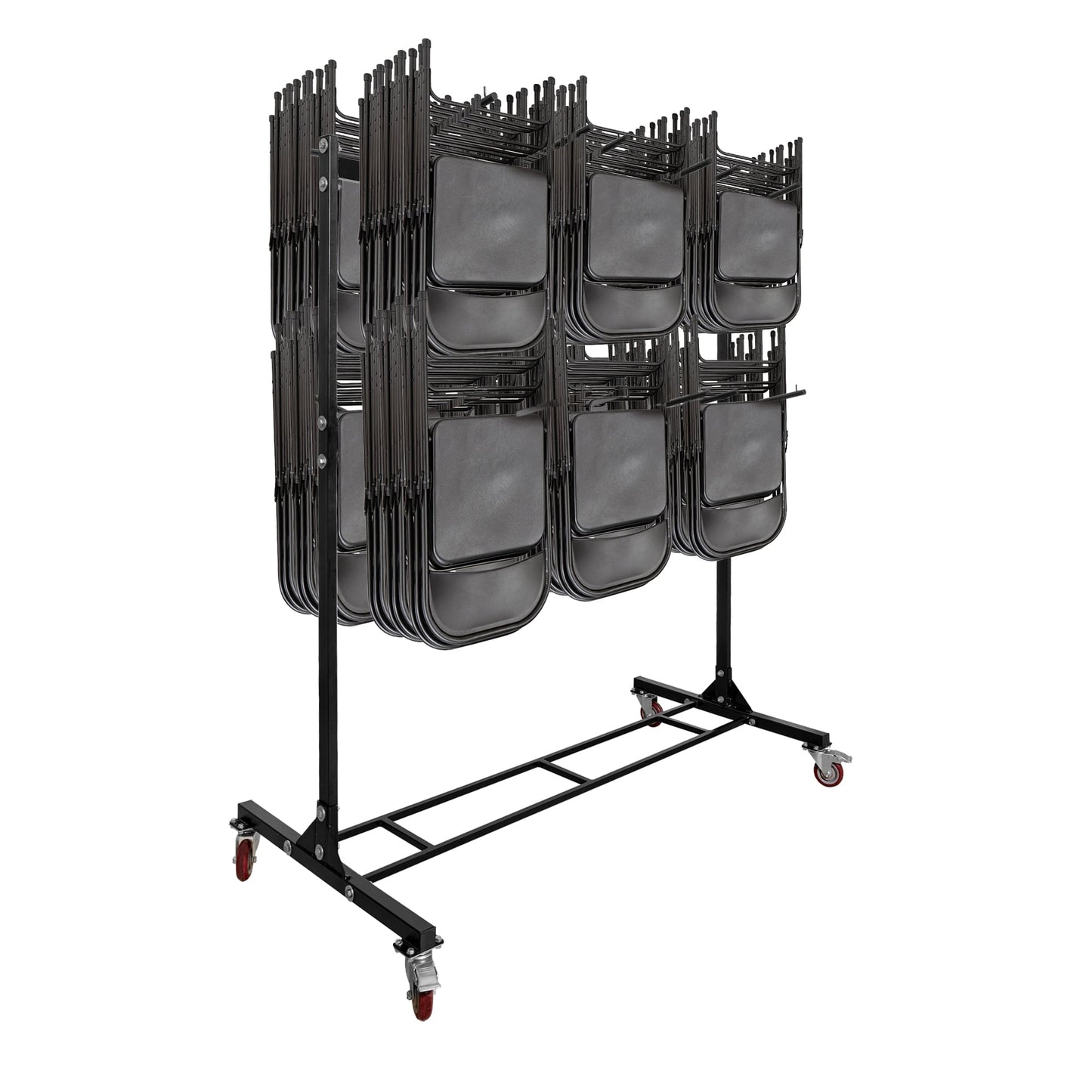 AdirOffice Heavy-Duty Folding Chair Carrier Cart, 1000 lbs. Weight Capacity, Steel Construction, 4 Locking Wheels, Black 690-03