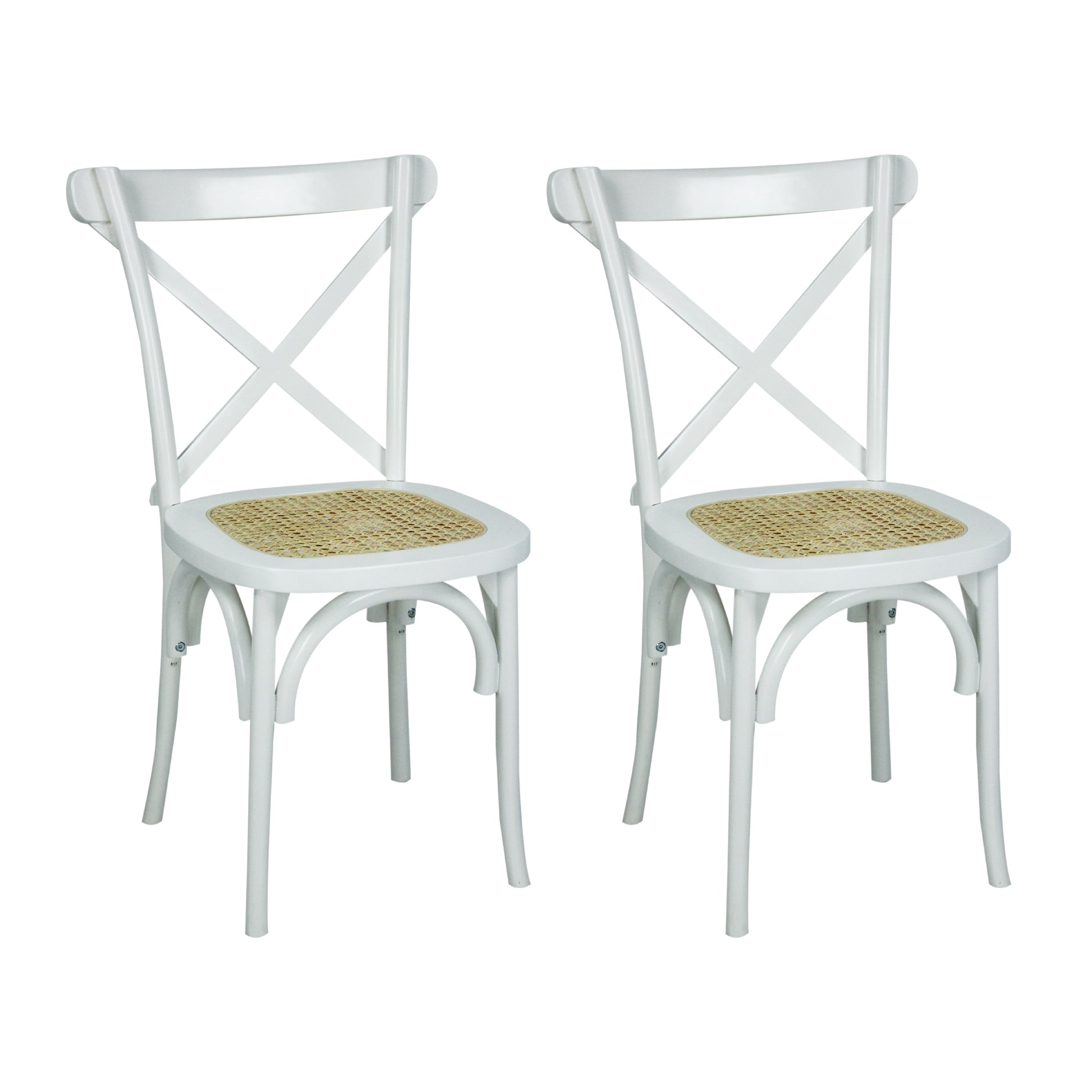 JONATHAN  Y Set of 2 Cassis X-Back Rattan Classic Traditional Dining Side Chair (Wood Frame)