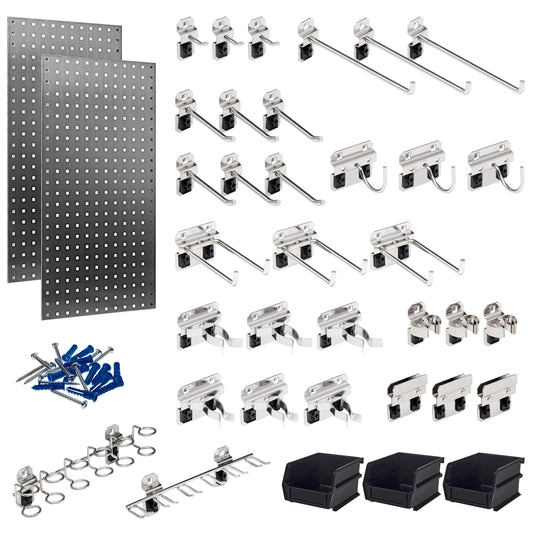 LocBoard 38 -Piece Steel Pegboard in Stainless steel 18-in W x 36-in H