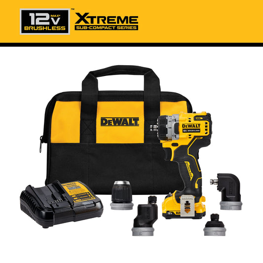 DEWALT XTREME 5-In-1 12-volt Max 3/8-in Keyless Brushless Cordless Drill (1-Battery Included, Charger Included and Soft Bag included) DCD703F1