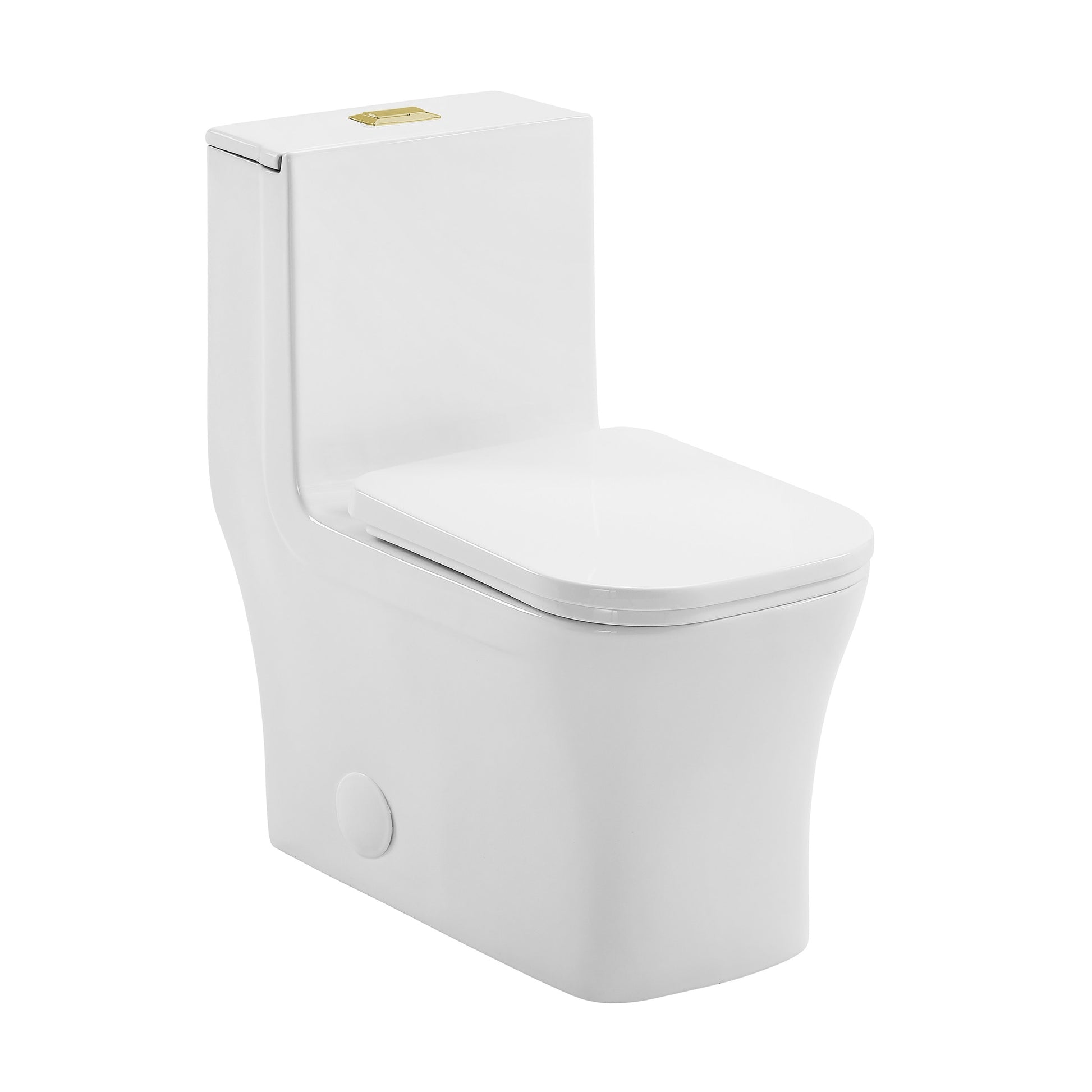 Swiss Madison Bastille Glossy White Square Standard height 12-in Rough-In 1.6 GPF Dual Flush Smart Compatible Soft Close 1-piece Toilet