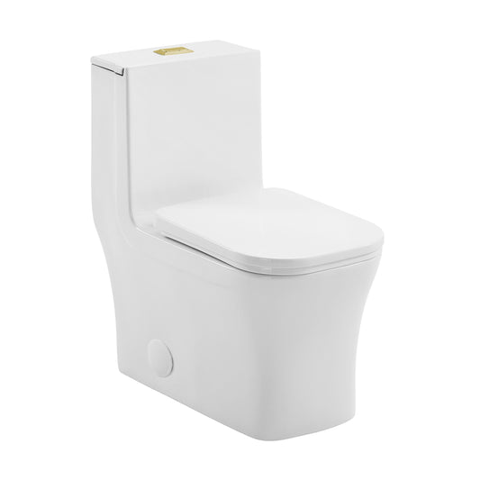 Swiss Madison Bastille Glossy White Square Standard height 12-in Rough-In 1.6 GPF Dual Flush Smart Compatible Soft Close 1-piece Toilet