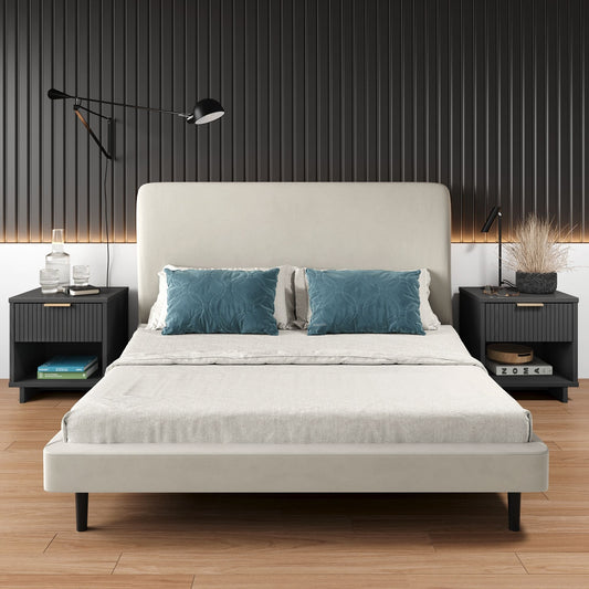 Manhattan Comfort Dark Grey Pine 2 -Drawer 18.11-in W x 19.49-in H Modern Nightstand