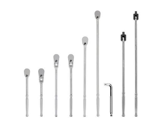 TEKTON 1/2 Inch Drive Ratchet, L-Handle, and Breaker Bar Set (9-Piece) SDR99203