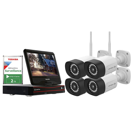 Crystal Vision Indoor/Outdoor 4-Camera Hardwired Floodlight 2Gb Hard Drive Security Camera System CVT804C-35WB