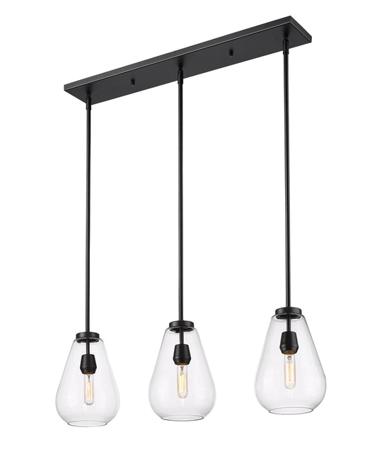 Z-Lite Ayra 3 -Light Matte Black Transitional For Use in Bedrooms, Dining Rooms, Foyers, Kitchens, Living Rooms Chandelier