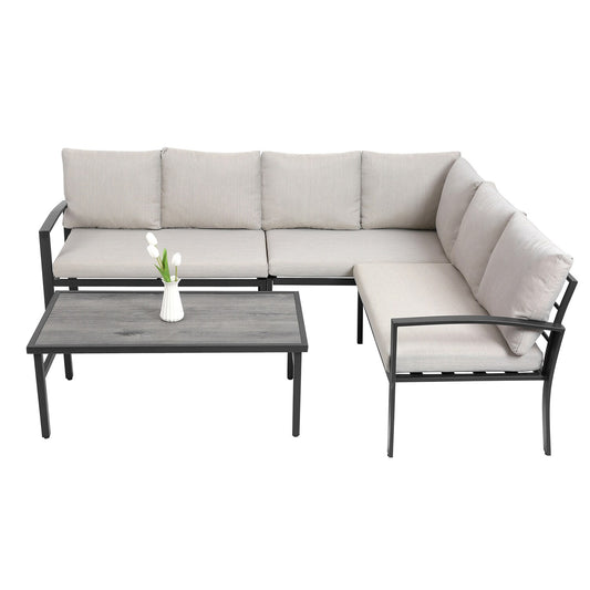 Bybafun Outdoor Sectional with (no fabric) Cushions and Steel Frame
