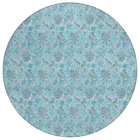 Addison Rugs Chantille ACN662AQ 8 x 8 (ft) Beige Round Indoor/Outdoor Geometric Machine washable Area rug