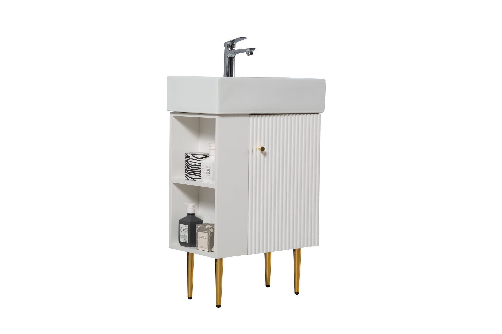 Siavonce 12-in White Single sink Bathroom Vanity with White Ceramic Top