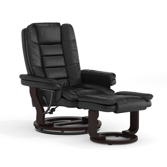 Flash Furniture Black Faux leather Upholstered Swivel Recliner with Ottoman Set