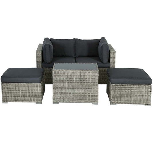 Damerin 5 -Piece Wicker 2 Patio Sofa Conversation Set with Gray Cushions