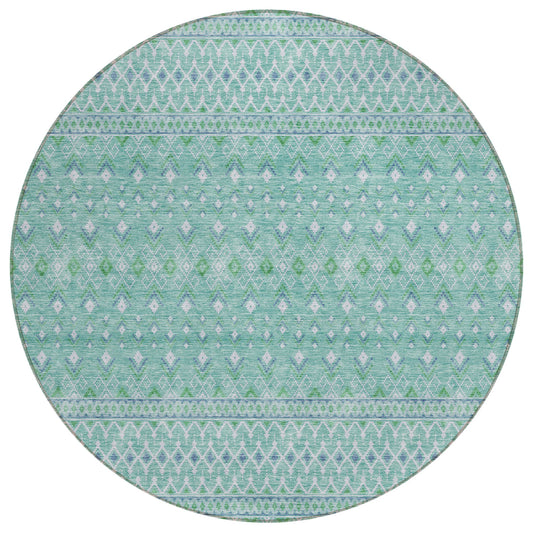 Addison Rugs Chantille ACN709AQ 8 x 8 (ft) Aqua Round Indoor/Outdoor Geometric Machine washable Area rug