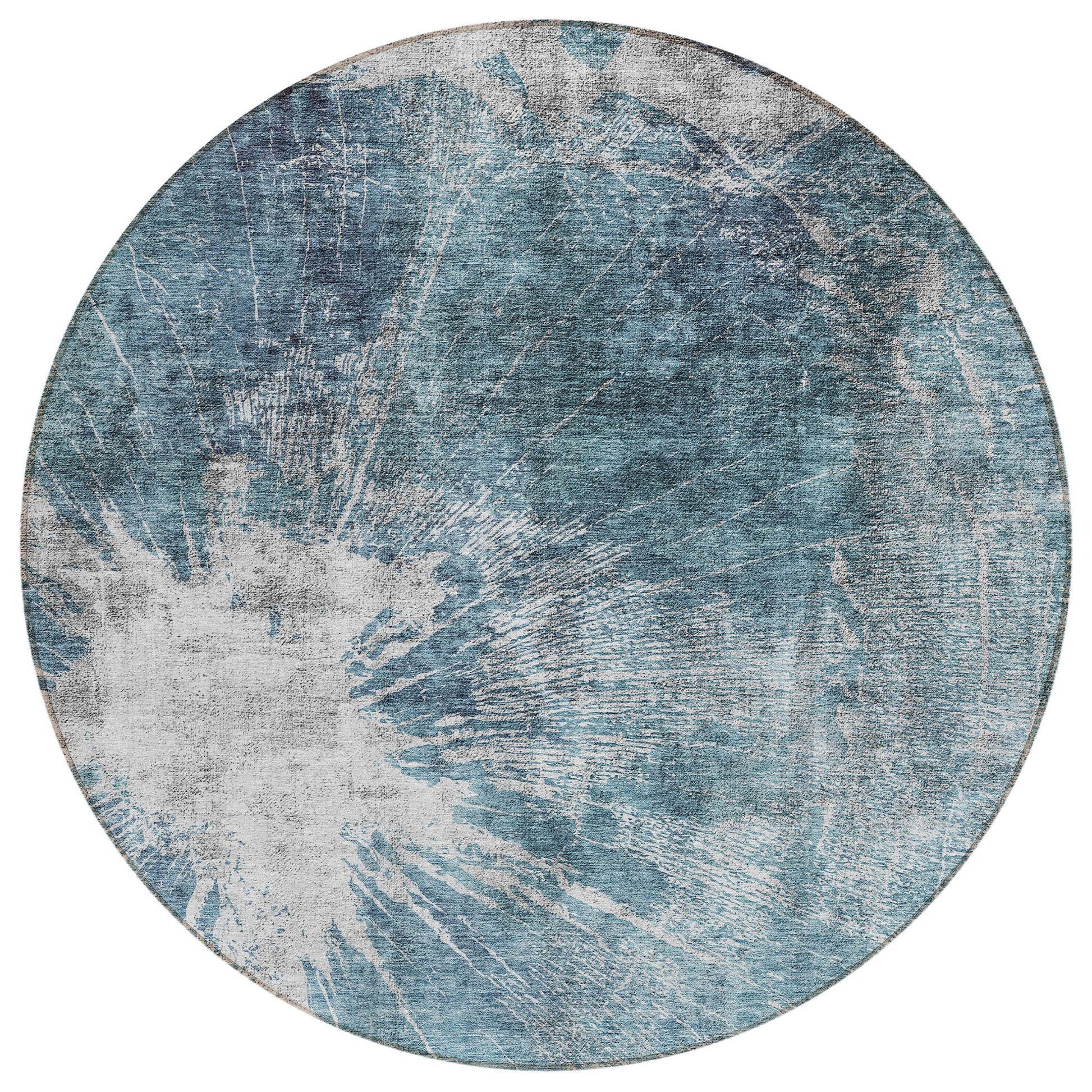 Addison Rugs Chantille ACN719TE 8 x 8 (ft) Teal Round Indoor/Outdoor Geometric Machine washable Area rug