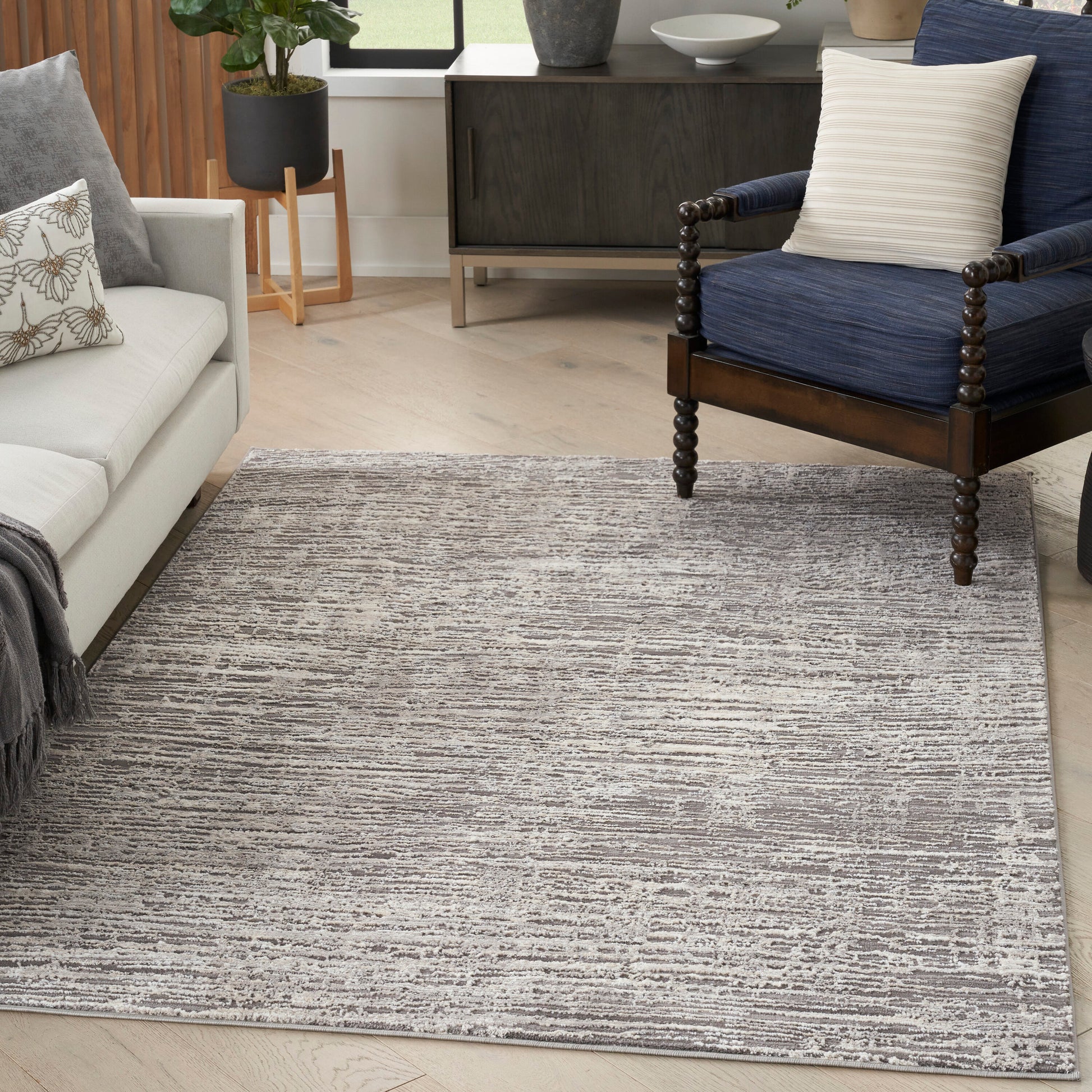 Nourison Home Eco-Friendly 6 x 9 (ft) Loomed Ivory Grey Rectangular Indoor Abstract Area rug