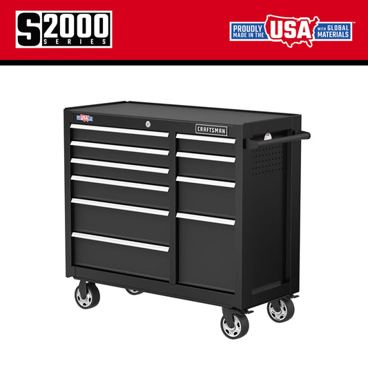 CRAFTSMAN 2000 Series 41-in W x 37.5-in H 10-Drawer Steel Rolling Tool Cabinet (Black) CMST98270BK