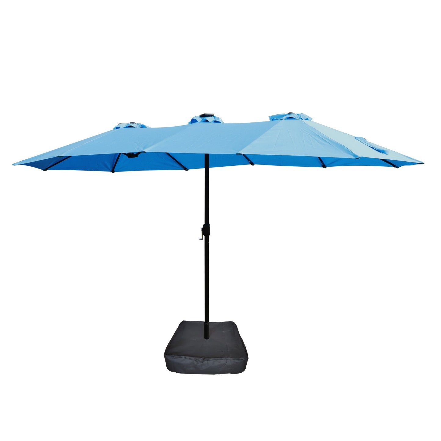 Bayfeve 15-ft Steel Blue Garden Patio Umbrella with Lights and with Base