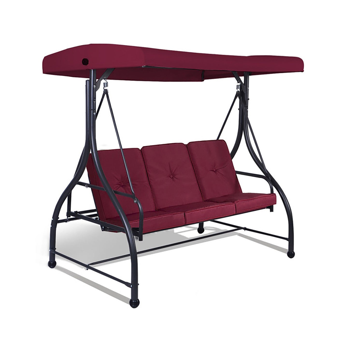 Sumyeg Canopy Swing Chair Glider 3 -person Dark Red Steel Outdoor Swing