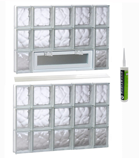 REDI2SET Wavy Glass 34-3/4-in x 46-1/2-in Frameless Replacement Vented Glass Block Window