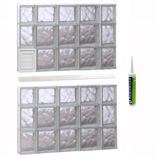 REDI2SET Wavy Glass 34-3/4-in x 42-1/2-in Frameless Replacement Dryer vent Glass Block Window