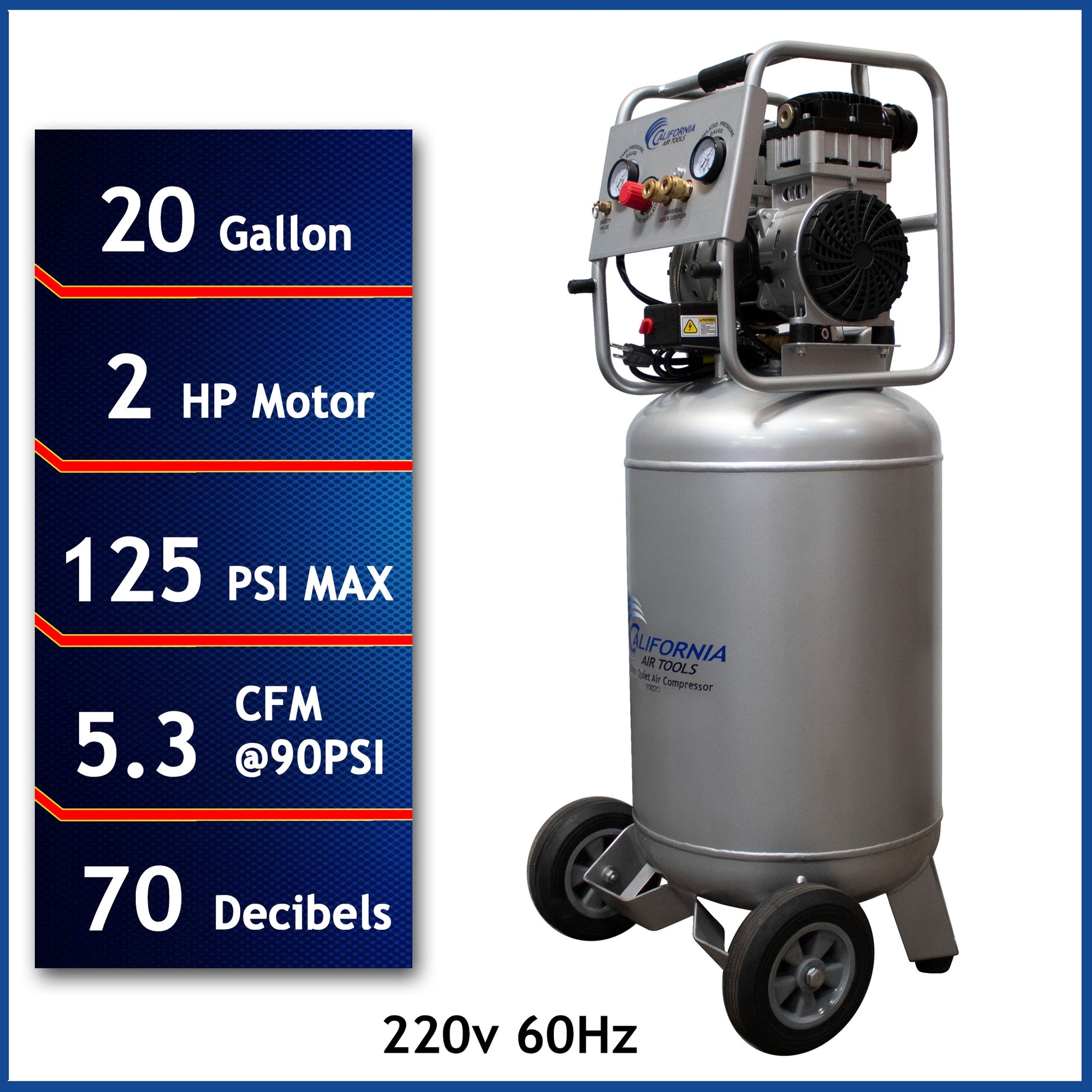 California Air Tools 20-Gallon Portable Electric 125 PSI Vertical Air Compressor with Accessories Included 20020-22060