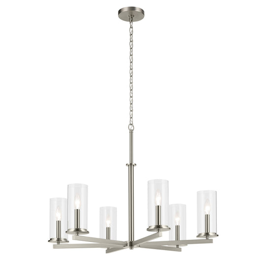Kichler Crosby 6 -Light Brushed Nickel Modern/contemporary For Use in Bedrooms, Dining Rooms, Foyers, Kitchens, Living Rooms Chandelier