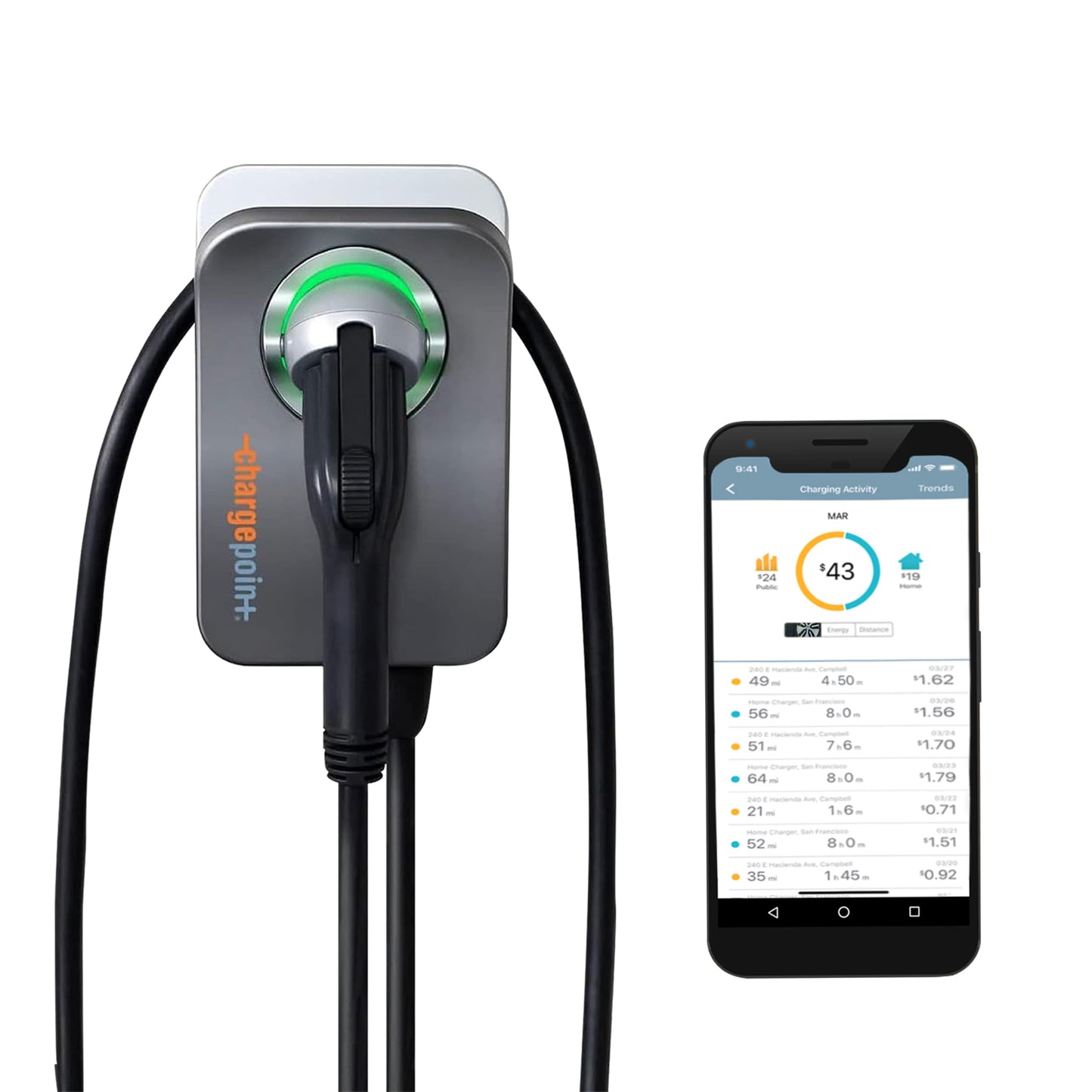 ChargePoint Home Flex Level 2 Hardwired EV Electric Vehicle Charging Station-up to 50 Amps/ 240-Volt with 23-ft Cable 321252