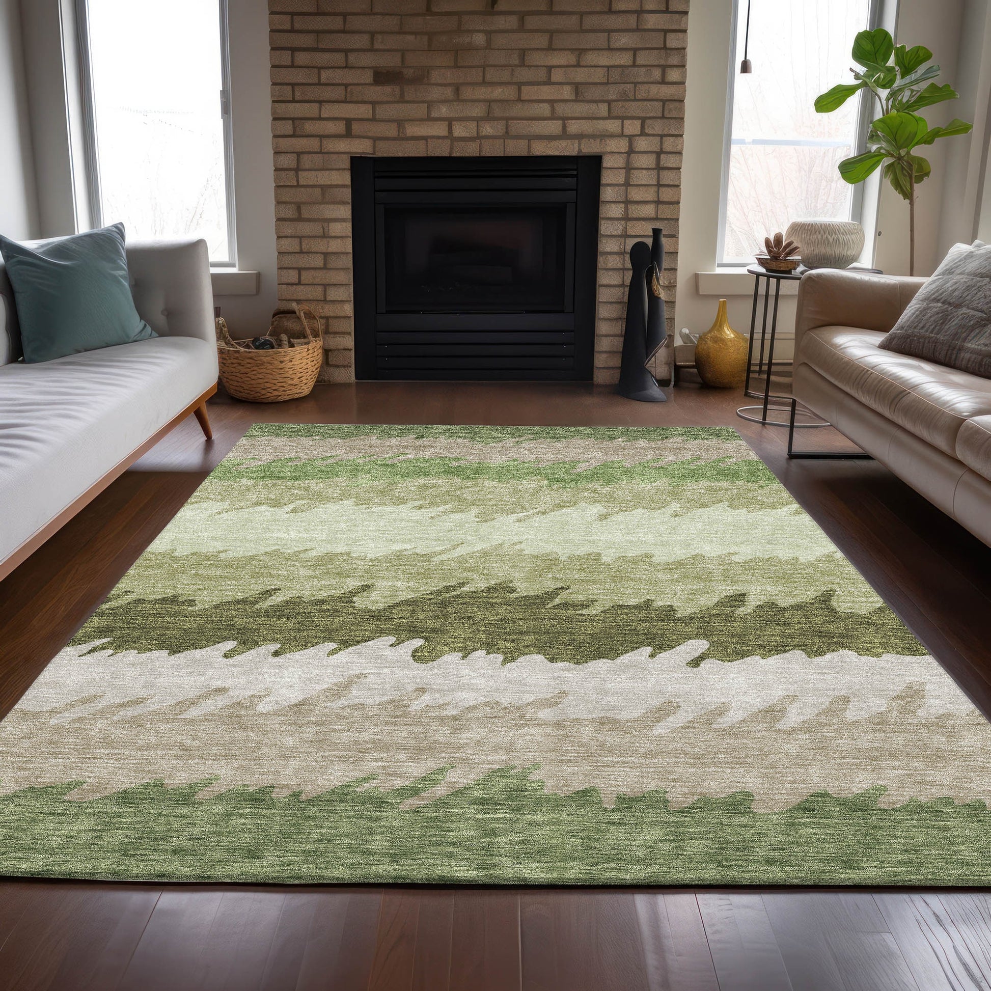 Addison Rugs Chantille ACN736GE 8 x 10 (ft) Green Rectangular Indoor/Outdoor Geometric Machine washable Area rug
