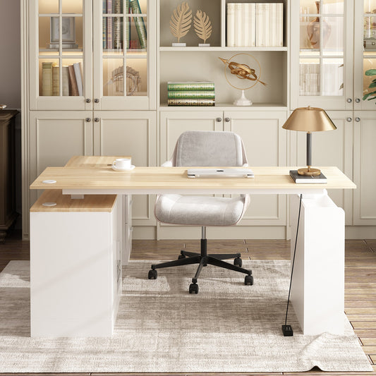 FUFU&GAGA 63-in White Modern/Contemporary L-shaped desk