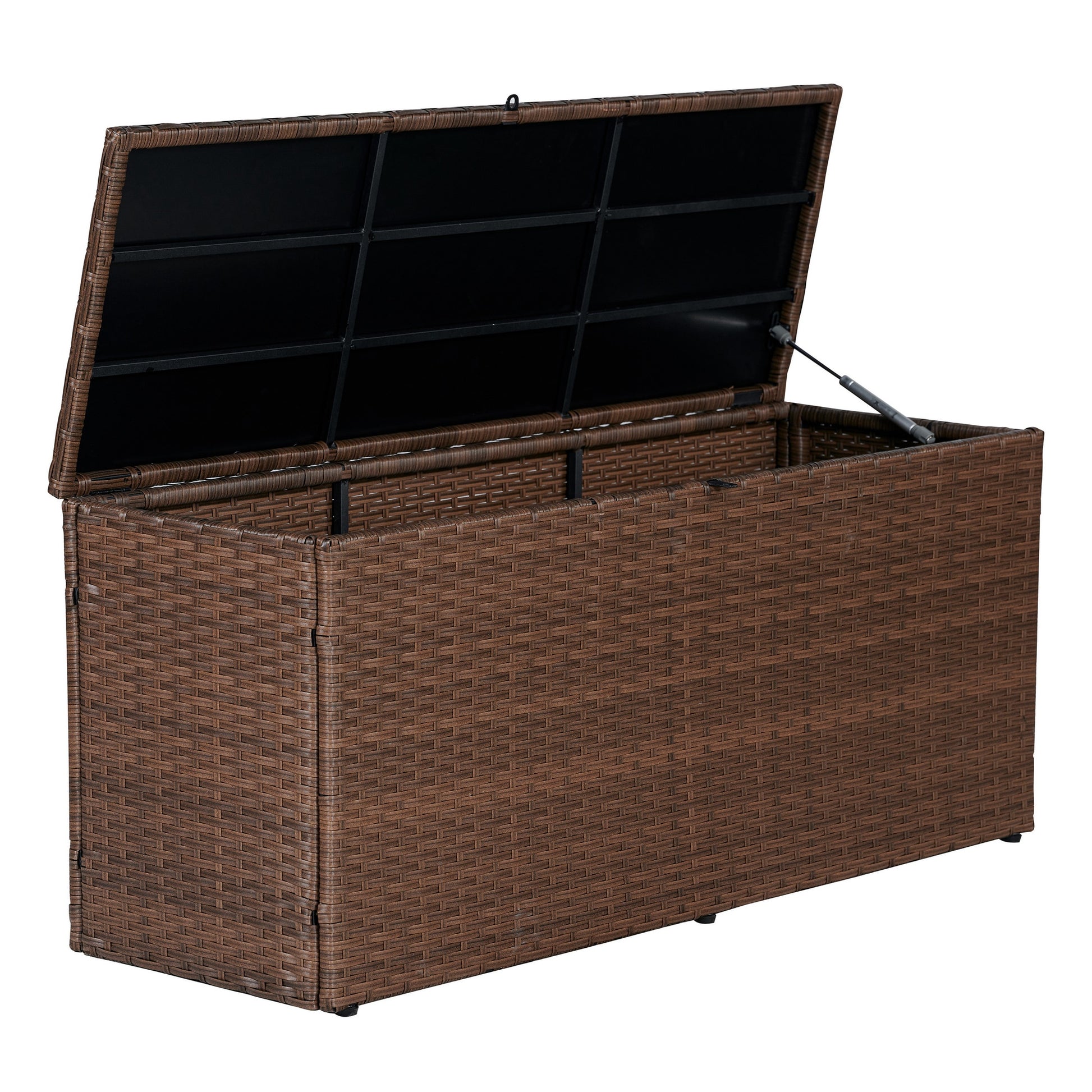 happimess Nino Modern Minimalist Faux Wicker 58.5-Gallon Brown Plastic Deck Box