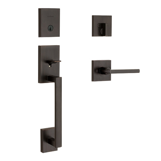 Kwikset Signature Series San Clemente Venetian Bronze Single-Cylinder Deadbolt Entry Door Handleset with Halifax Lever and Smartkey 818SCEXHFL 11P SMT
