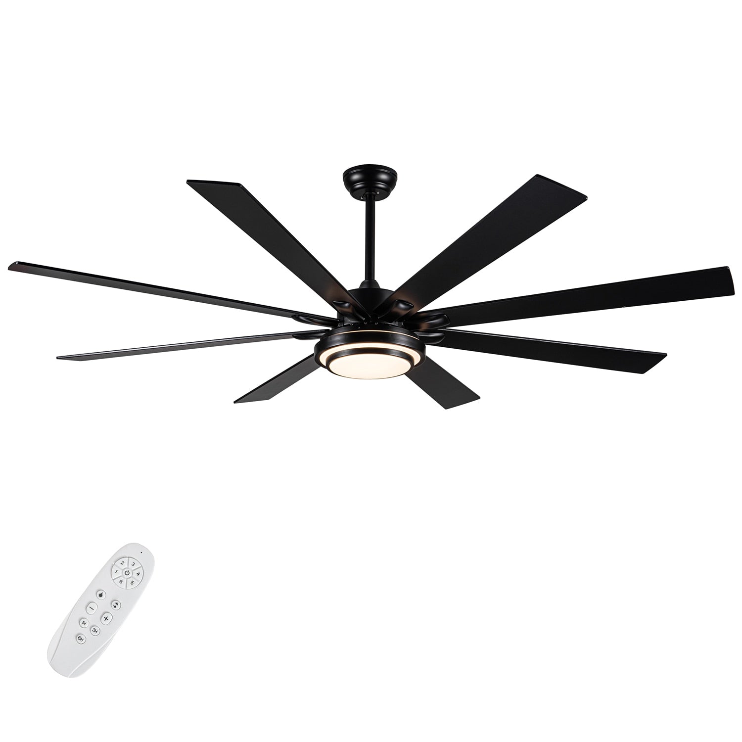 Bybafun 72-in Color-Changing Integrated LED Smart Black with Finished Blades Ceiling Fan With Light - Remote Included ( 8 -Blade )