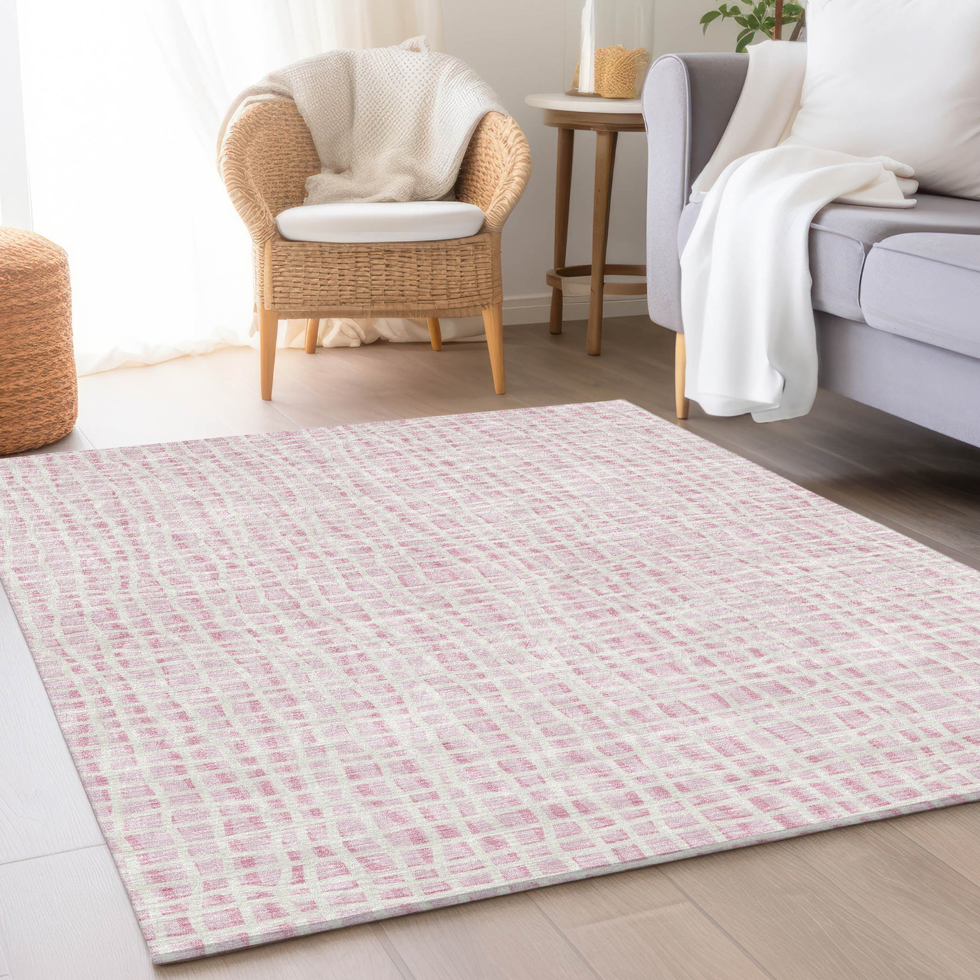 Addison Rugs Chantille ACN729PI 8 x 10 (ft) Pink Rectangular Indoor/Outdoor Geometric Machine washable Area rug