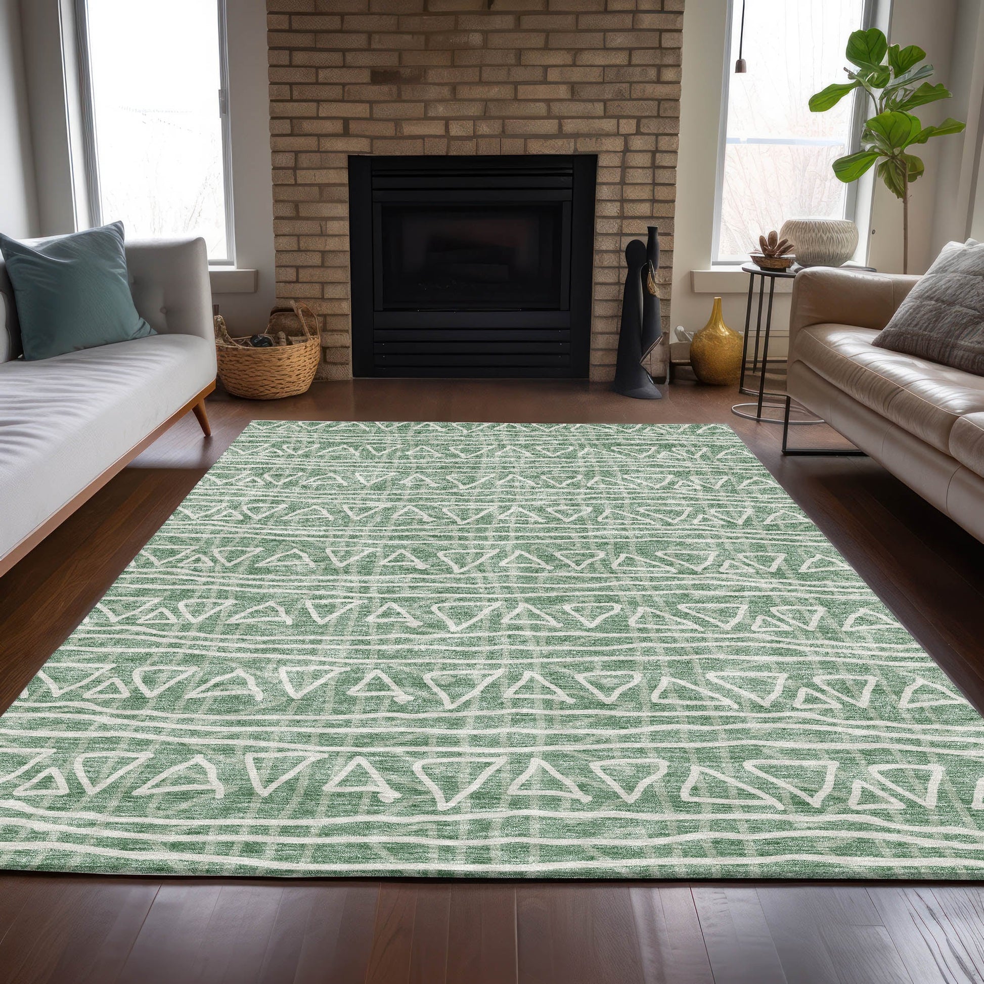 Addison Rugs Chantille ACN730SA 10 x 14 (ft) Sage Rectangular Indoor/Outdoor Geometric Machine washable Area rug