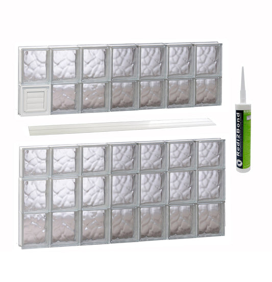 REDI2SET Wavy Glass 40-1/4-in x 34-3/4-in Frameless Replacement Dryer vent Glass Block Window