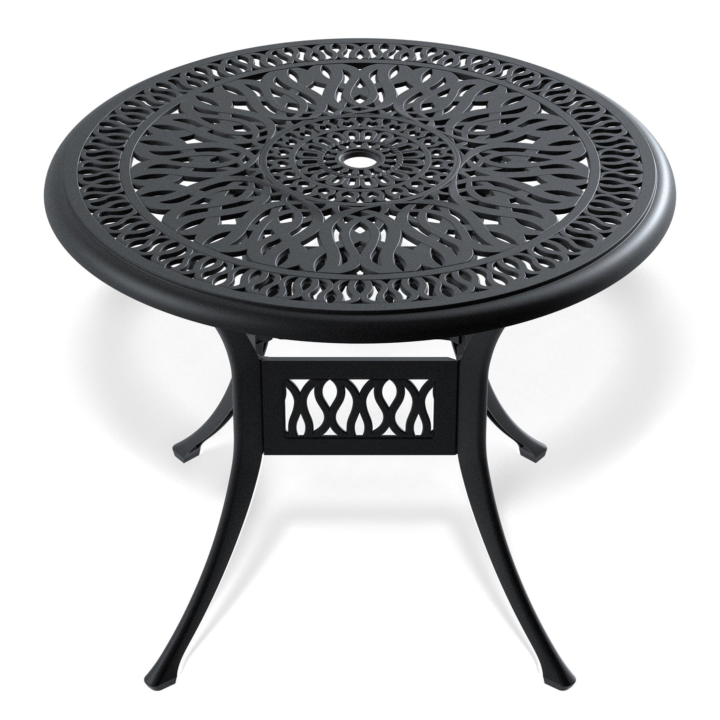 CESICIA Patio Tables Round Outdoor Dining Table 35.43-in W x 35.43-in L with Umbrella Hole