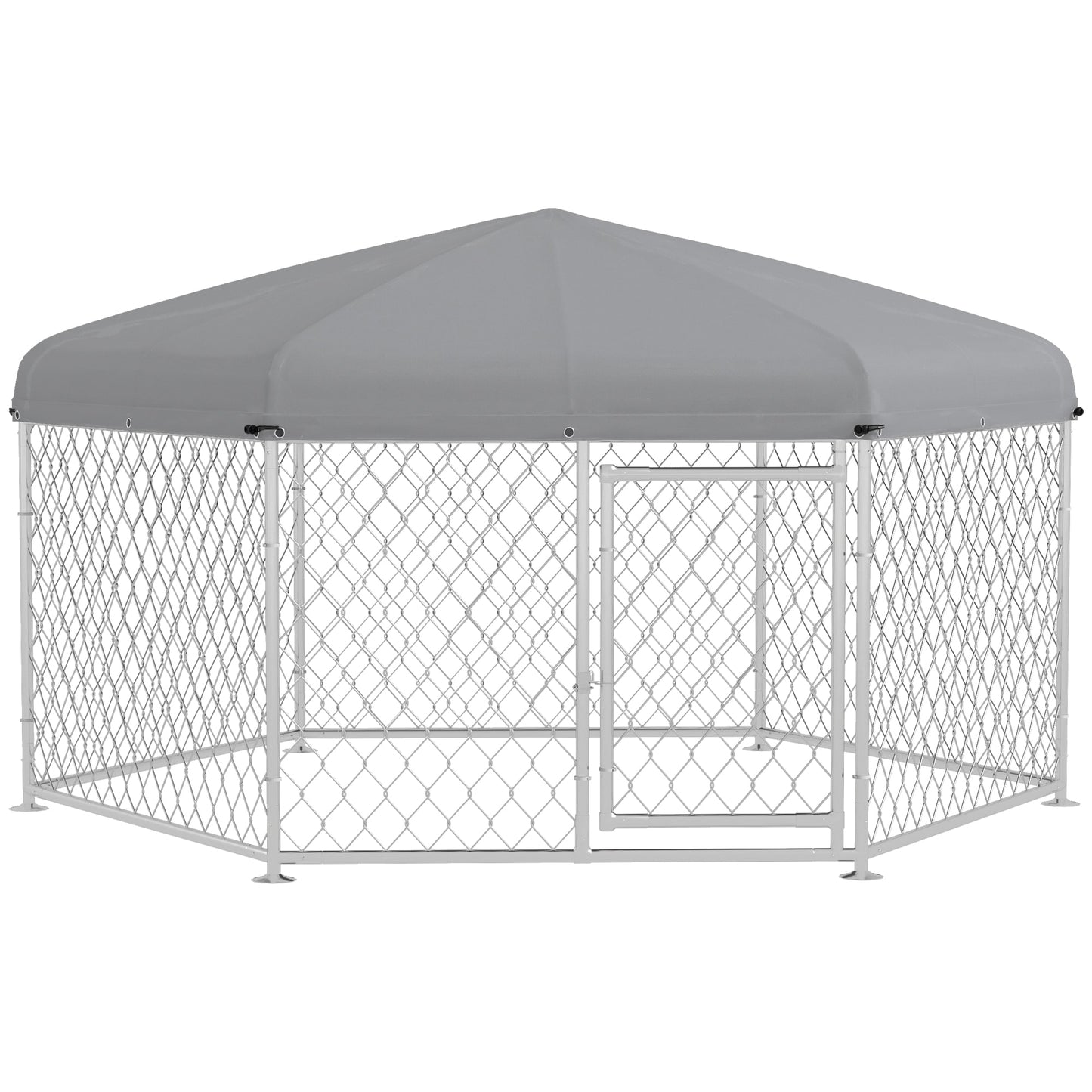 Siavonce Large (41 - 65 lbs.) Composite Dog/Cat Kennel roof Indoor/Outdoor ( 6.9-ft L x 6-ft W x 5-ft H )