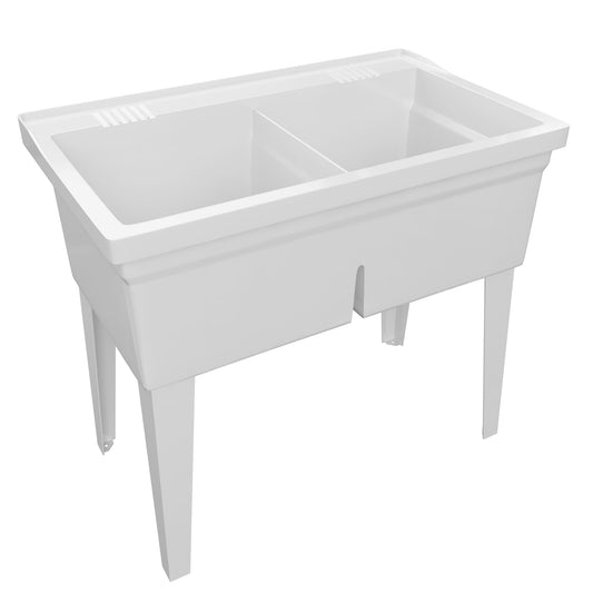 PROFLO 24-in x 40-in 2 -Basin White Freestanding Laundry sink