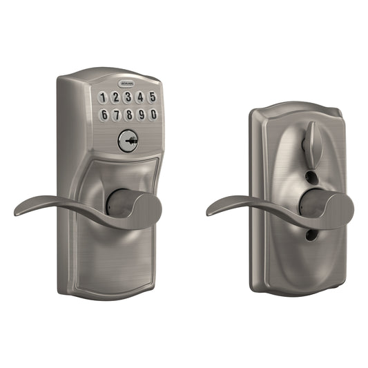 Schlage Camelot Satin Nickel Electronic Handle with Keypad FE595 CAM 619 ACC