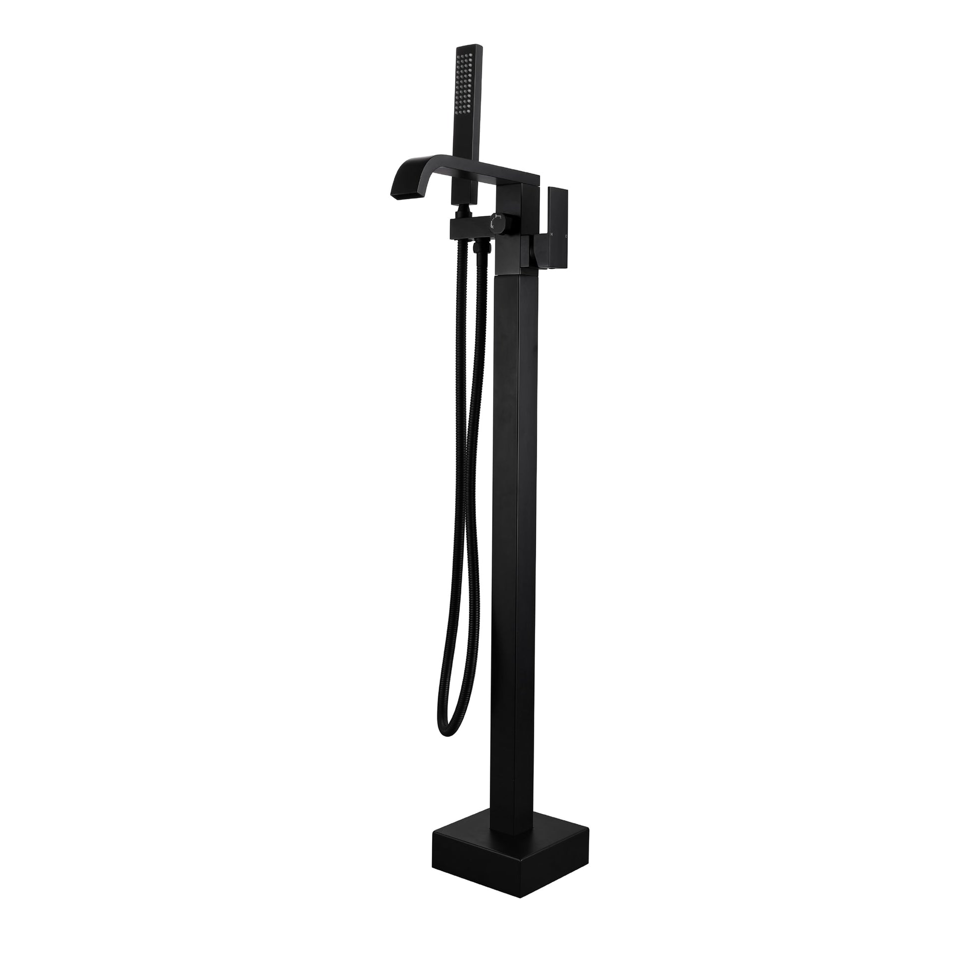 Nestfair Black 1-handle Freestanding High-arc Bathtub Faucet with Hand Shower