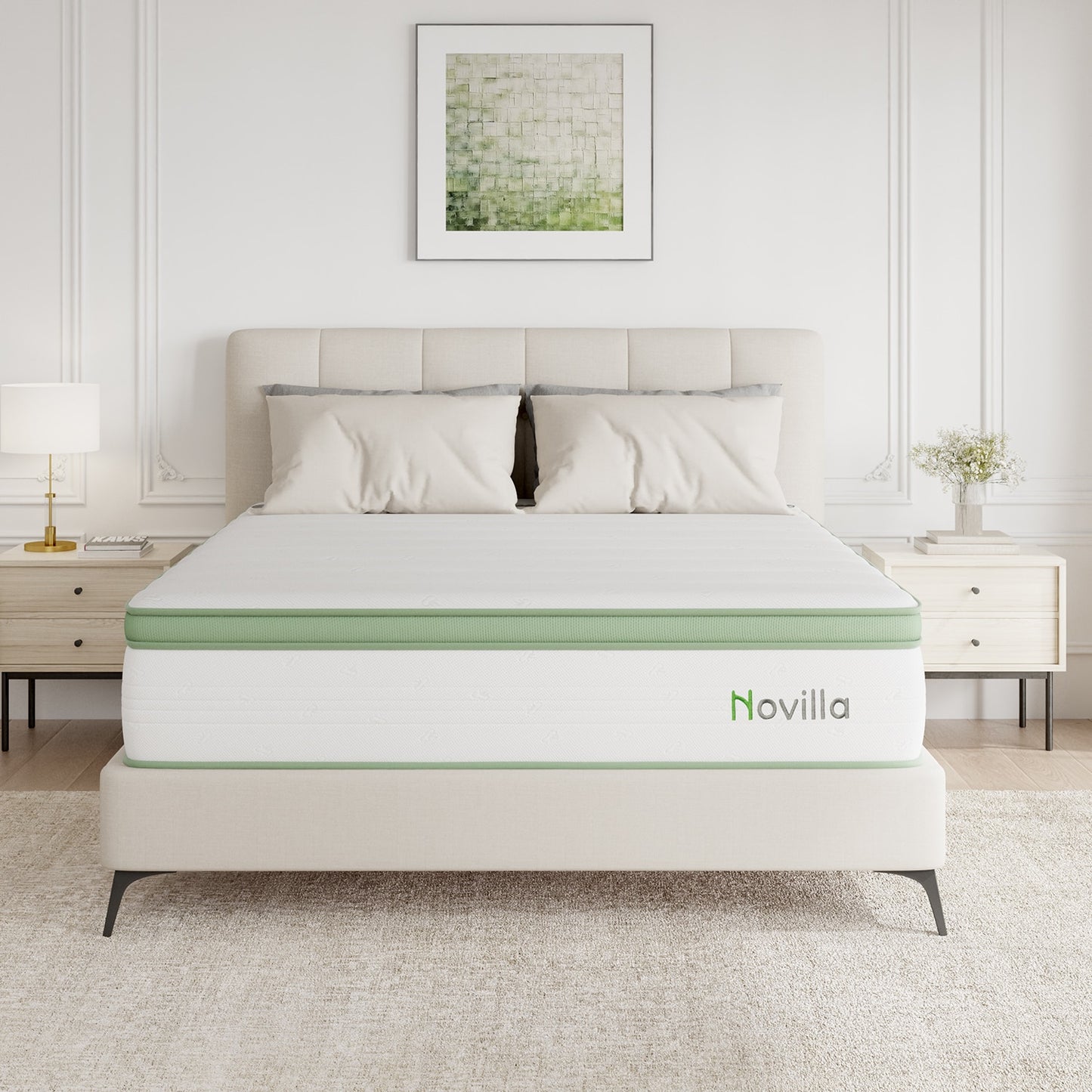 Novilla 14-in Medium Queen Hybrid Memory Foam/Coil Blend Mattress in a Box