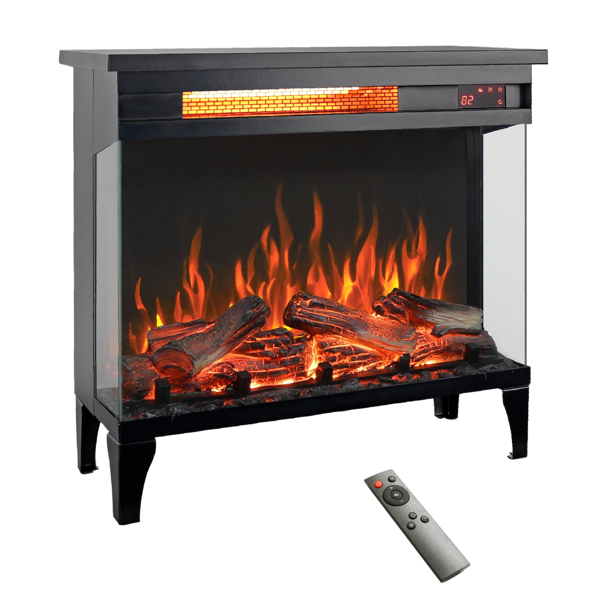 BABOOM 23.9-in W Black Infrared Quartz Electric Fireplace BOM-179-DK-CO