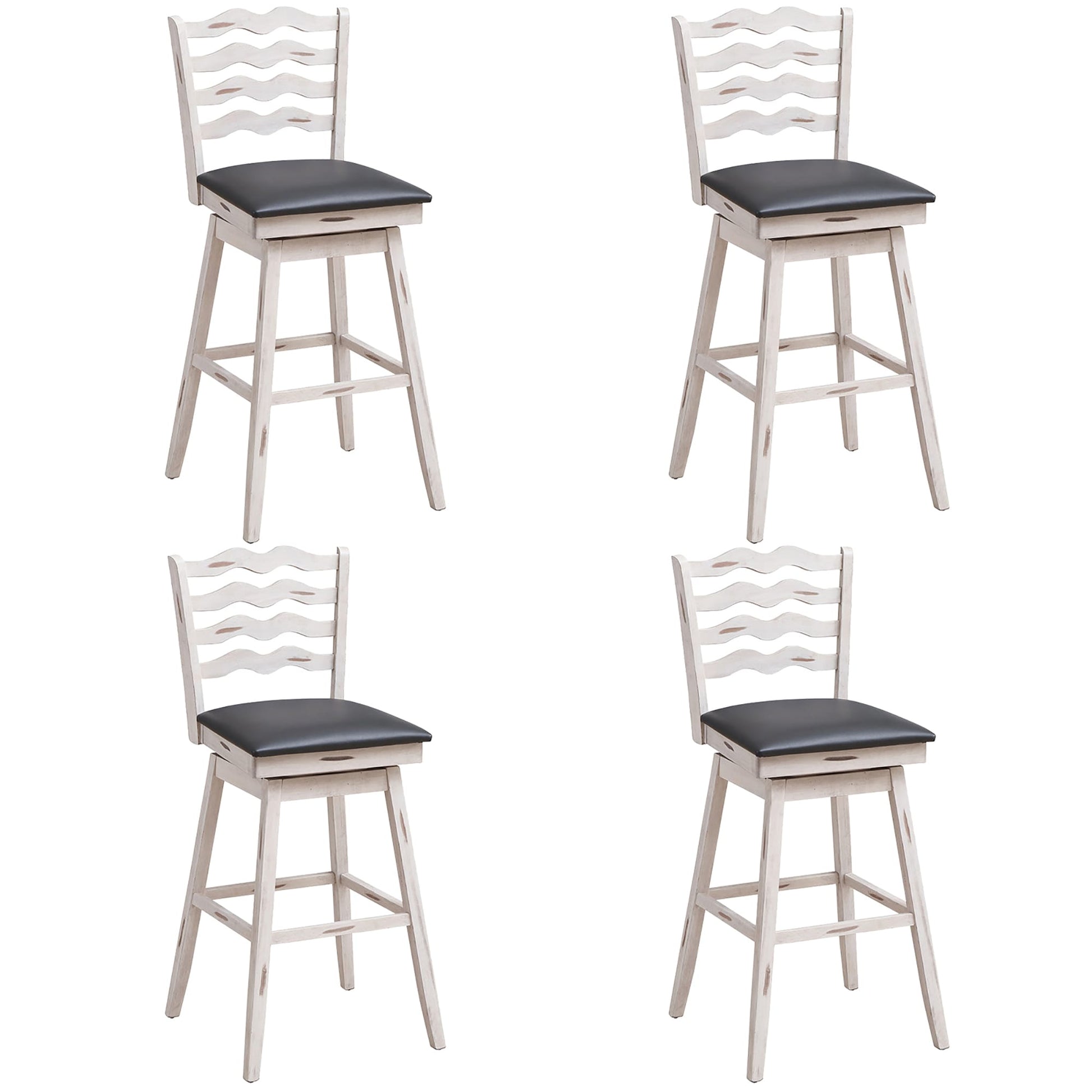 Costway Antique White , Grey 29.0-in H Bar height Upholstered Swivel Wood Bar Stool 2 -Pack
